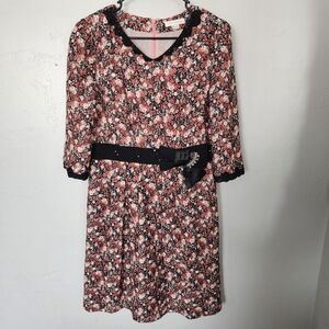 Lancy From 25 Women's Floral Dress Black Red Pink Lace Quarter Sleeve Regency